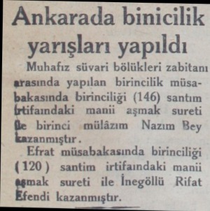  Ankarada binicilik yarışları yapıldı Muhafız süvari bölükleri zabitanı arasında yapılan birincilik müsabakasında birinciliği