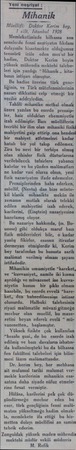  Yeni neşriyat : Mihanik Müellifi: Doktor Kerim bey, 7 cilt, Istanbul 1928 Memleketimizde bilhassa son senelerde fenni...