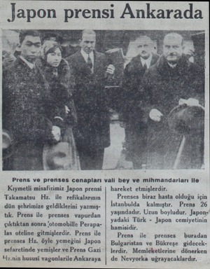 Japon prensi Ankarada Prens ve prenses cenapları vali bey ve mihmandarları ile Kıymetli misafirimiz Japon prensi Takamatsu