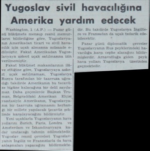  Yugoslav sivil havacılığına Amerika yardım edecek...