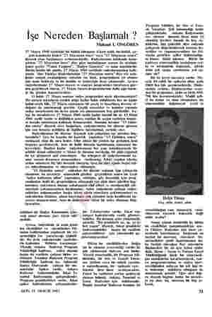  İşe Nereden Başlamalı ? 27 Mayıs 1960 tarihinde bir ihtilâl olmuştur. Gayet tabii, bu ihtilâl, çe- şitli konularda bizleri