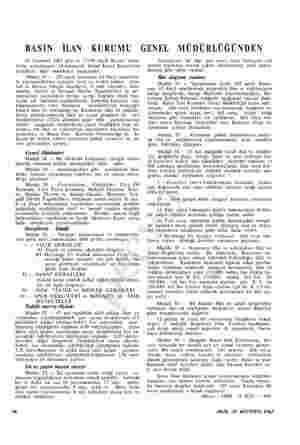  BASIN İLAN KURUMU GENEL MÜDÜRLÜĞÜNDEN 20 Temmuz 1962 gün ve 11159 sayılı Resmi Gaze- te'de yayınlanan 14 numaralı Genel Kurul