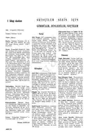  1 Kitap okudum Adı: Zonguldak Hikâyeleri Yazarı: Mehmet Seyda Türü: Hikaye Baskı: Yeditepe Yayınları 115, İs- tanbul 1962...