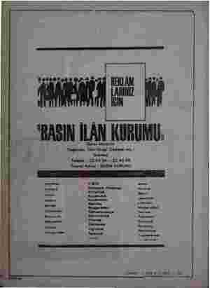   'BASIN YT KURUMU, Telgraf Adresi : nel Müdürlük İstanbul Cağaloâlu, zn Ocağı Ösdüsm Mu. | Telefon : 174384 - 174389 BASIN