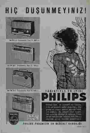  IÇ DÜŞUNMEYİNİZ Mİ bii Mİ LER Fiatı TL 595 — a alla > ğa aa ur Bİ TR 31T. Transistorlu, Fiatı TL 565 — Philips: size, 10...