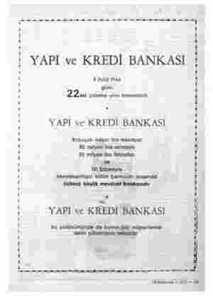    LL ip e e YAPI ve KREDİ BANKASI 9 Eylül 1966 günü Zn çalışma yılını tamamladı * YAPI ve KREDİ BANKASI AR 4 ve e e e e ş e e