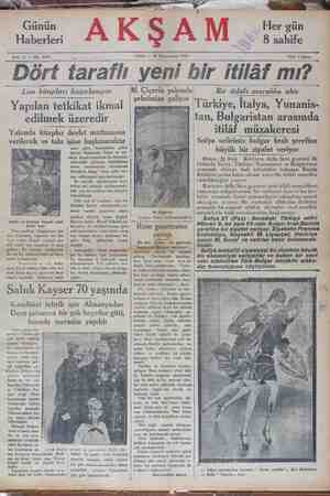 Akşam Gazetesi 29 Ocak 1929 kapağı