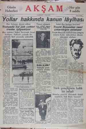 Akşam Gazetesi 4 Mart 1929 kapağı