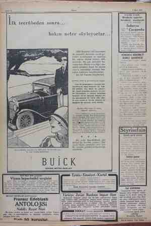  » Akşam _q 3 Mart 1929 sonra... bakın neler söyleyorlar... 1929 Buickleri son zamanlara da otomobil aleminde vücude ge-...