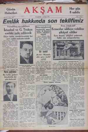Akşam Gazetesi 8 Nisan 1929 kapağı