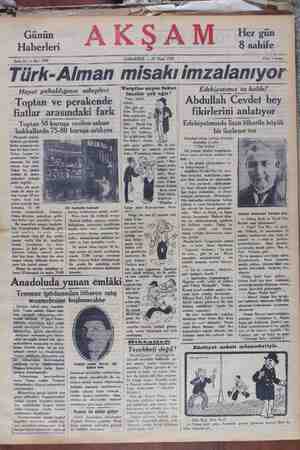 Akşam Gazetesi 27 Nisan 1929 kapağı