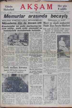       Günün - Haberleri Sene 11 — No: 3794 AK PAZAR — 5 Mayıs 1929 ŞAM Her gün 8 sahife | 0 Fiat 5 kuruş Memurlar arasında...