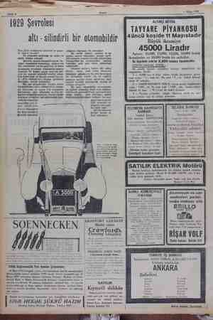  MKĞ ——— T — < C 5 Mayıs 1929 — 1929 Şevrolesi — callı - silindirli bir olomobildir | Dun fiatlı arabaların imalinde ne şaya-