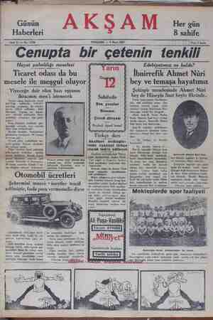 Akşam Gazetesi 9 Mayıs 1929 kapağı