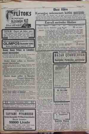    Akşam 16 Mayıs 1929 ç ; : Buz ilânı 0 I TOKS Karaağaç müessesatı kâtibi glllliğillei: e 15 kânunuevelden mayıs nihayetine