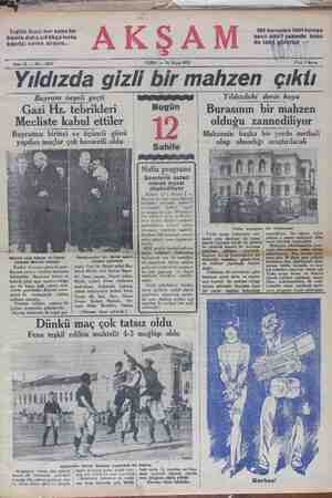 Akşam Gazetesi 24 Mayıs 1929 kapağı