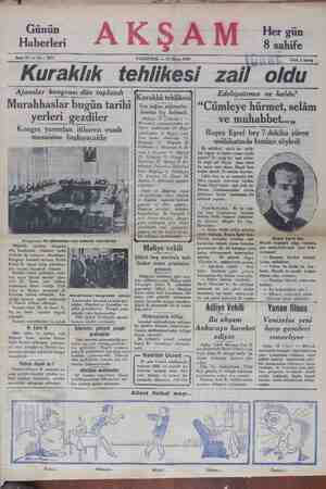 Akşam Gazetesi 27 Mayıs 1929 kapağı