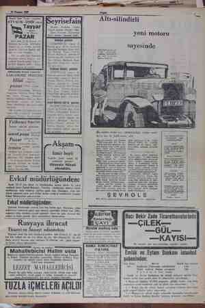    23 Haziran 1929 Hantal Zade Tayyar vapurları AYVALIK - İZMİR postası Tayyar vapurı 23 Hriran PAZAR günü saat 17 de Sirkeci