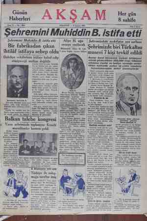 Akşam Gazetesi 8 Temmuz 1929 kapağı