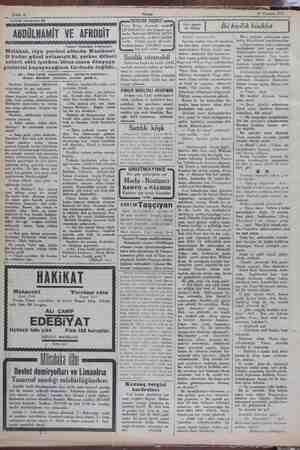    | Sahife 6 Akşanı 14 Temmuz 1929 — Tetrika numarası: 60 ABDÜLHAMİT VE AFRODİT Yazan: İskender Fahreddin Melâhat, riya...