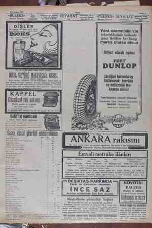    15 Temmuz 1929 Akşam Sahife 7 — «BULEKS» — vaşk — üit egi SEYAHAT Cekasam «BÜULEKS» SEYAHAT Tamkim (İstanbul Ekspres) —...