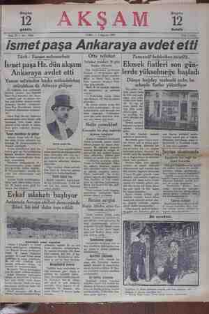 Akşam Gazetesi 2 Ağustos 1929 kapağı