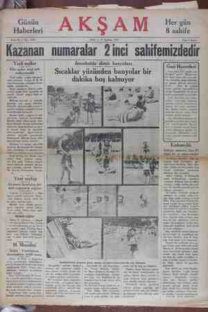 Akşam Gazetesi 13 Ağustos 1929 kapağı