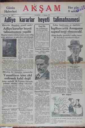 Akşam Gazetesi 19 Ağustos 1929 kapağı