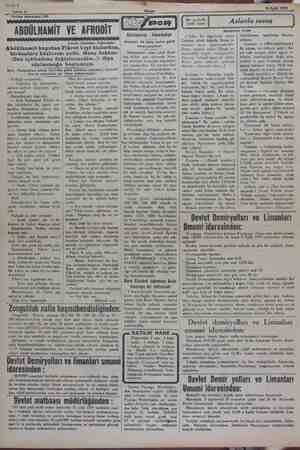  Sahife 6 Sahife 6 24 Eylül 1929 Tefrika numarası: 130 AEGRARREREEK PRATETLİZ YAT SAREZNE ABDÜLHAMİT VE AFRODİT...