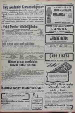    ç KABİA K L 28 Eylül 1929 Sahife 8 ahi Harp Akademisi Kumandanlığından: — (1455) numaralı askeri memurlar kanunu veçhile