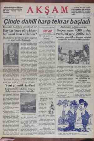 Akşam Gazetesi 2 Ekim 1929 kapağı
