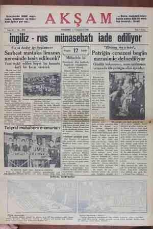 Akşam Gazetesi 3 Ekim 1929 kapağı