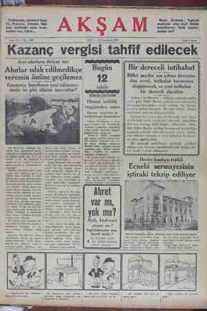 Akşam Gazetesi 12 Kasım 1929 kapağı