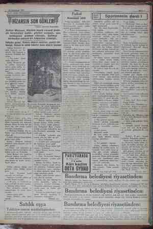  16 Teşrinisani 1929 a Tarihi roman tefrikamız:33 BIZANSIN SON GÜNLERİ Yazan: iskender Fahreddin Sultan Mehmet, Rüstem beyin