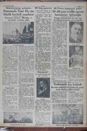    18 Teşrinisani 1929 e — Akşam Sahife S Muhabirlerimizin mekl;ü];ları Samsunda Gazi Hz.nin büyük heykeli yapılıyor Konyanın