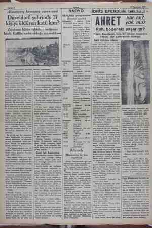    Akşam —. 35 Tegrinisani 1929 Almdnyayı İıeyecaııîı veren cani ADY Düseldorf şehrinde 17 *" 65 Pa ” kişiyi öldüren katil...