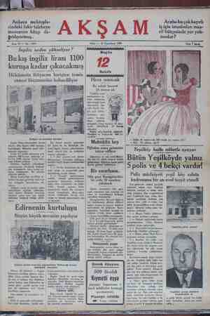 Akşam Gazetesi 26 Kasım 1929 kapağı