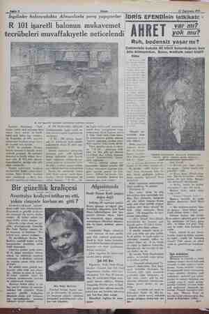    Akşam 27 Teşrinisani 1929 Ingılızler bülonemlükla Almanlarla yarış yııpıyorlar İDRİS EFENDInın tetkikatı: « R 101 işaretli