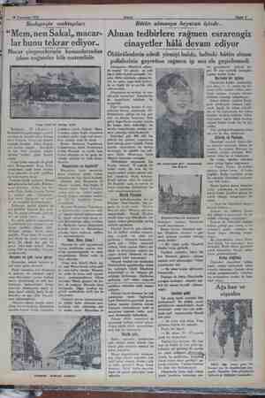    28 Teşrinisani 1929 Akşam Sahife $ Budapeşte mektupları “Mem, nen Saka!,, macar- -lar bunu tekrar ediyor.. Macar...