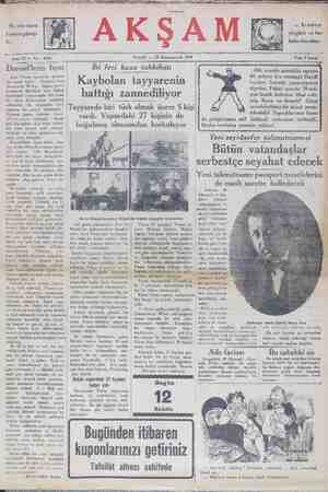 Akşam Gazetesi 29 Aralık 1929 kapağı