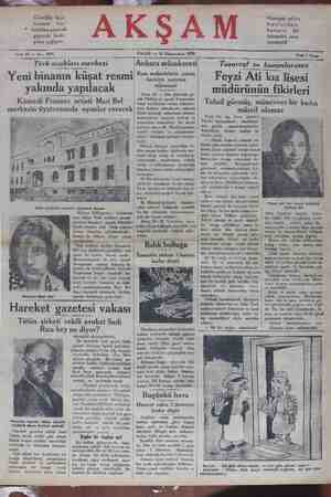 Akşam Gazetesi 26 Ocak 1930 kapağı