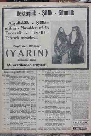  S7 aS 26 Kânunusani 1930 Akşam Sahife 12 ğ Ka a Bektaşilik - Şiflik Aliyullahilik - Şiilikte istifraş - Muvakkat nikâh...