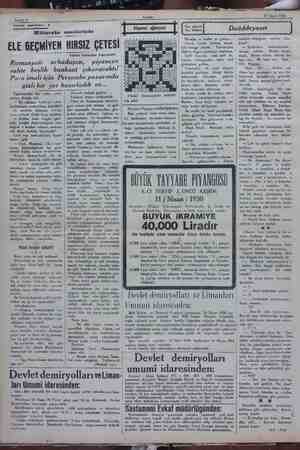  Sahife 6 17 Mart 1930 Tetrika numarası Mütareke ıonelerinıle ELE GEÇMİYEN HIRSIZ ÇETESİ Romanyalı arkadaşım, Yazan: İskender