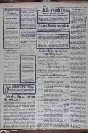    18 Mart 1930 Mudanya postası Cuma, Pazar, Salı, Çarşam- ba günleri İdare rıhtımından 9 da Kalkar. Ayvalık sür'at postası