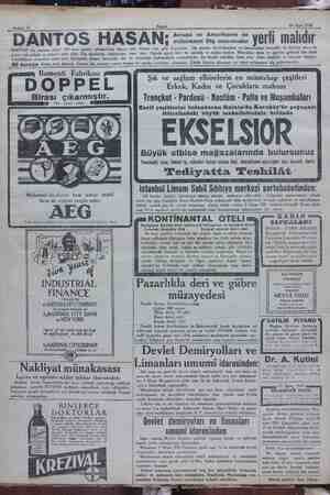    18 Mart 1930 Sahife 12 Akşam w Avrupa ve Amerikanın en DANTOS HASAN; sezeça nn yerli malıdır DANTOS diş macunu dişleri 100