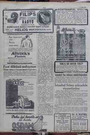  L B 20 Mart 1930 Elektrik lâmbalarile FiLiPS y — fabrikası, cihanşümul * bir şöhret kazanmıştır. ) RADYO levazimatı ilede...