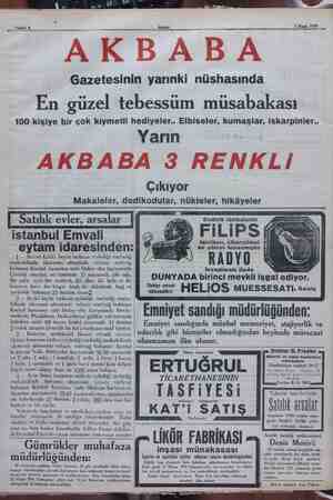    İlel Sahife 8 3 Nisan 1930 AKBABA Gazetesinin yarınki nüshasında En güzel tebessüm müsabakası 100 kişiye bir çok kıymetli