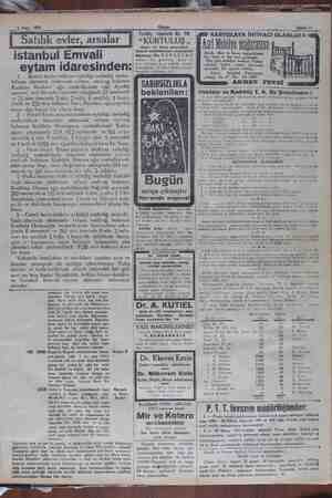    6 Nisan 1930 Sahife 11 atılık evler, arsalar İstanbul Emvali eytam idaresinden: 1 — Mithat beyin istikraz eylediği mebaliğ