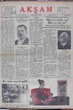 Akşam Gazetesi 2 Mayıs 1930 kapağı