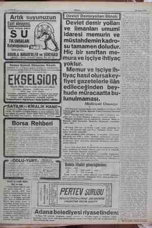    © Sahife 8 Akşam 28 Mayıs 1930 İstanbül dördüncü icra memürluğun- Devi emiryoli im dil Artık suyunuzun Ppevet D vi ilânatı